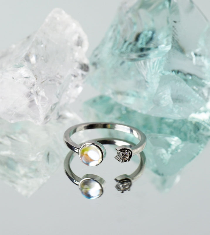 Moonstone ins style open index finger ring