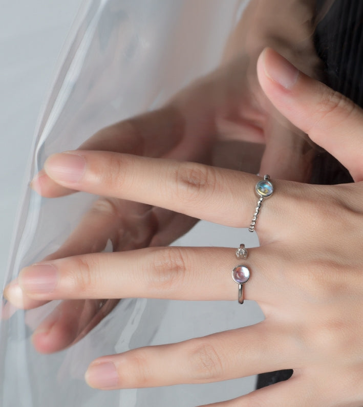 Moonstone ins style open index finger ring