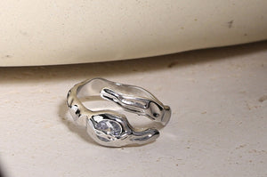 Y2K Liquid Metal Shaped Open Ring