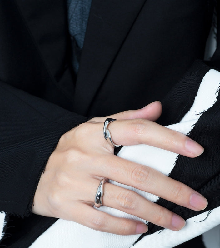 Ins irregular geometric smooth adjustable index finger ring