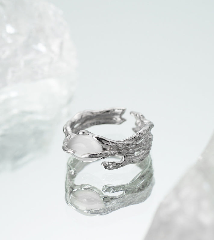 White agate texture open ring