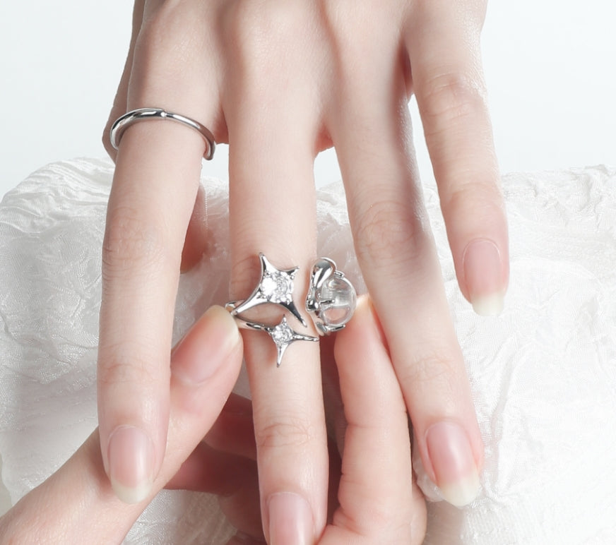 Minimalist star irregular crystal ring