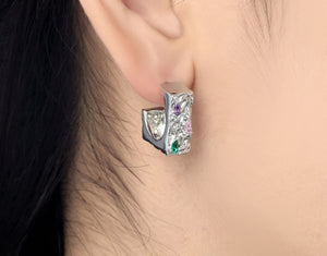 Irregular texture colored zircon earrings