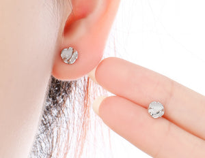 Ear piercing crystal white agate ear bone studs