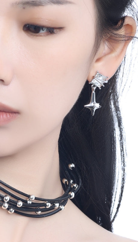 Square Star Asymmetric Earrings