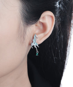 Irregular light blue glue texture earrings