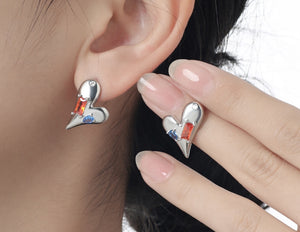 INS love colored zircon earrings