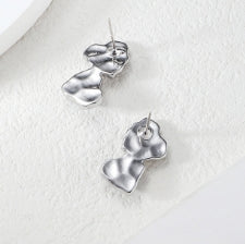 Ins style blue love silver needle earrings