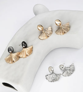 925 Silver Needle Ginkgo Leaf Earrings