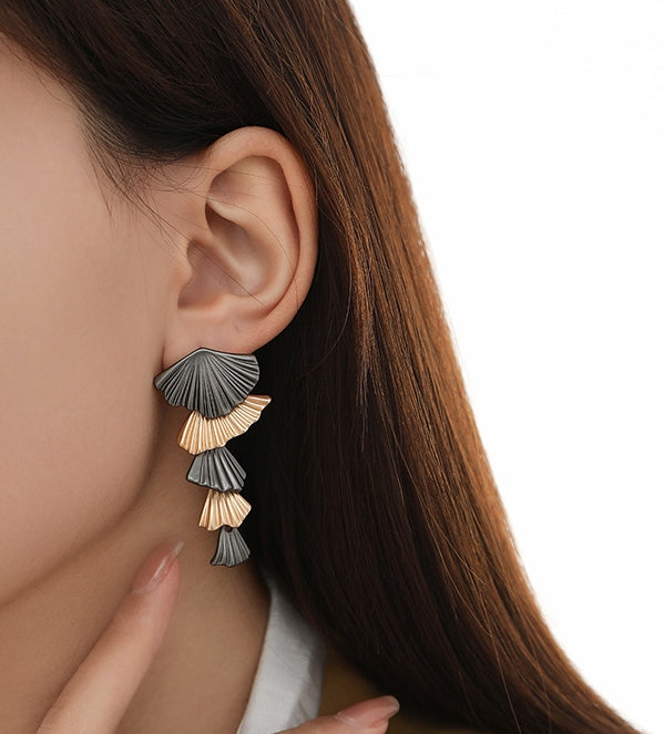 Long Ginkgo Leaf Earrings