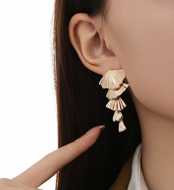 Long Ginkgo Leaf Earrings