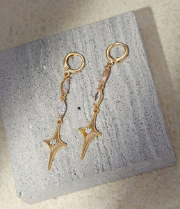 Sweet Cool Four-Pointed Star Tassel Earrings