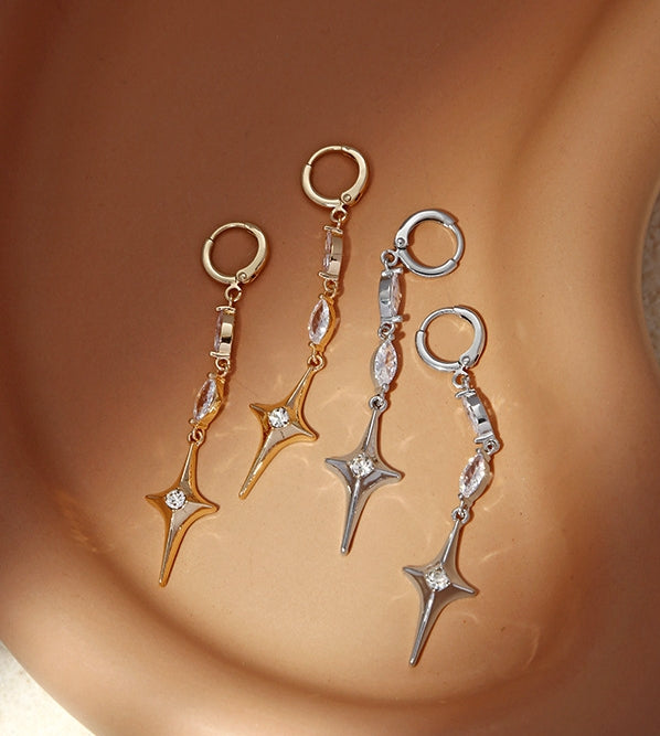 Sweet Cool Four-Pointed Star Tassel Earrings