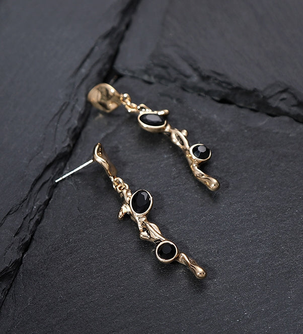 Black Diamond Geometric Earrings