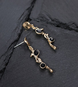 Black Diamond Geometric Earrings