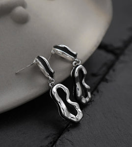 Hip Hop Fashion Abstract 925 Silver Needle Earrings