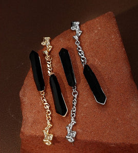 Hip-Hop Retro 925 Silver Needle Water Drop Long Earrings