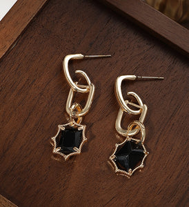 Black Square Diamond Earrings