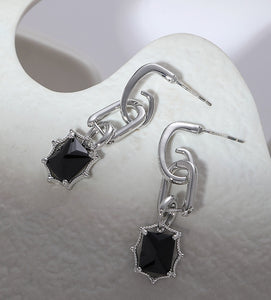 Black Square Diamond Earrings