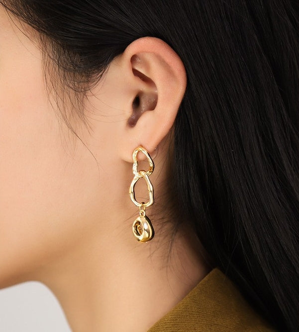 Liquid Geometric Long Earrings