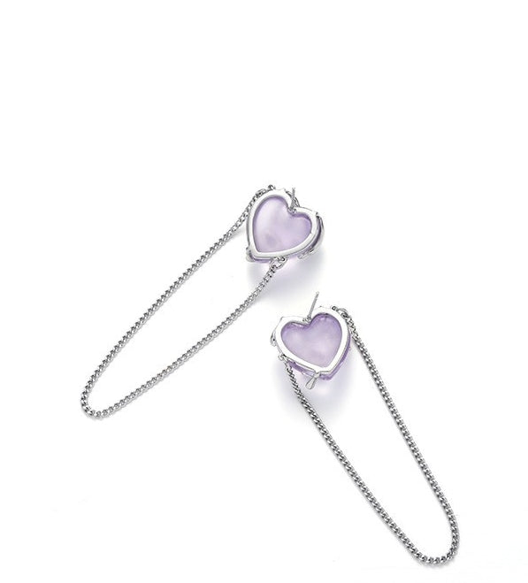 Lilac love chain 925 silver needle earrings