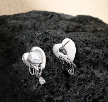 s925 silver needle hot girl ins temperament sweet  cool love earrings