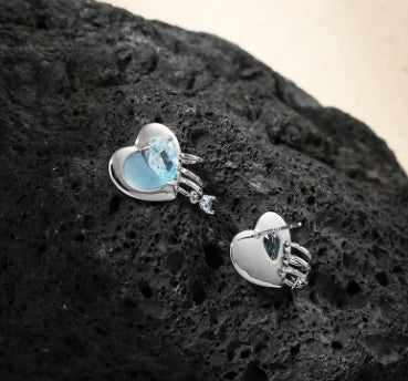 s925 silver needle hot girl ins temperament sweet  cool love earrings