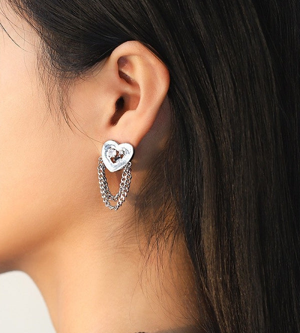 Harajuku Heart Chain Earrings