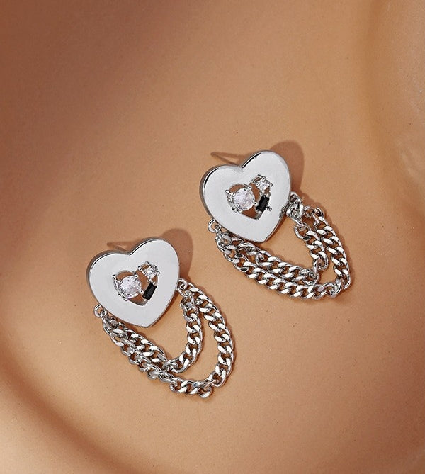 Harajuku Heart Chain Earrings