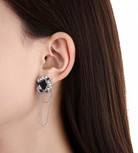 Geometric chain long earrings