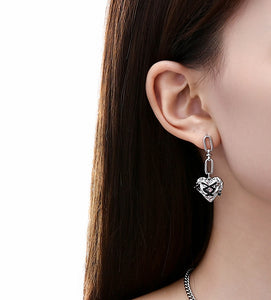 925 Silver Needle Sweet Cool All-match Heart Earrings