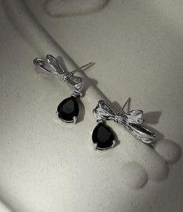 s925 silver needle simple bow earrings