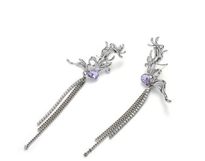 Fantasy Purple Zirconia Butterfly Tassel Earrings