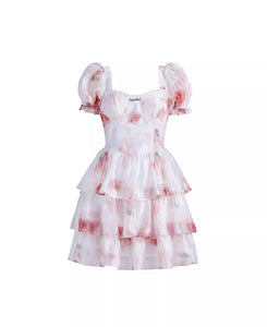 Rose Princess Puff Sleeve Dress Fairy Date Dress