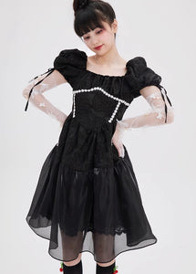 Ballet style girl fairy puff sleeve dress