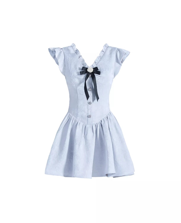 Sweet flying sleeves dopamine blue birthday princess dress