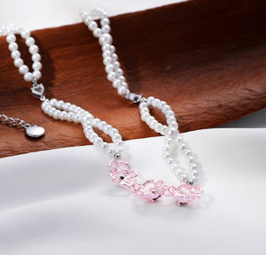 Pink Thorn Heart Double Necklace