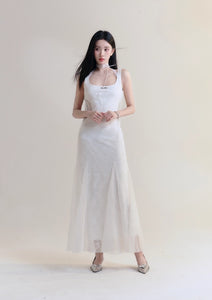 Romantic lace hollow design high-end banquet fishtail dress