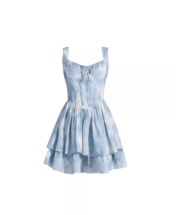 Plant-dyed suspender princess style oil painting birthday dress