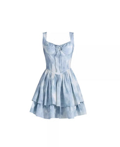 Plant-dyed suspender princess style oil painting birthday dress