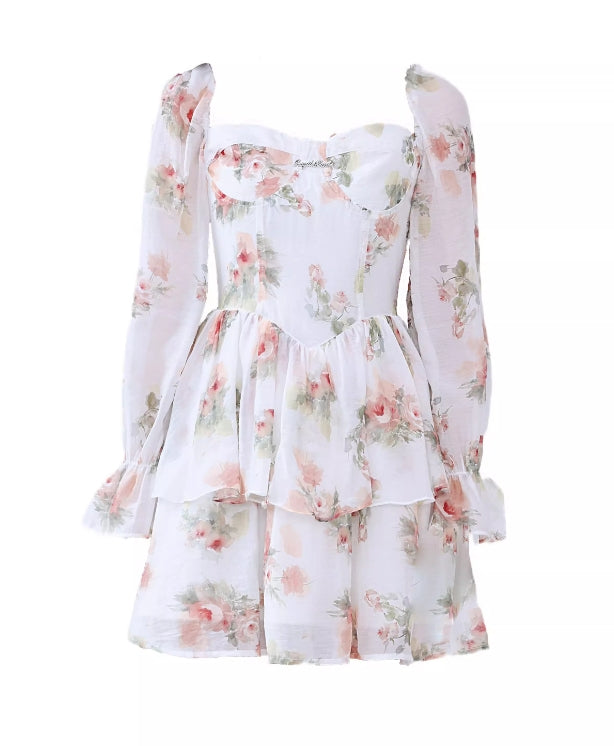 Fresh floral waist holiday dress