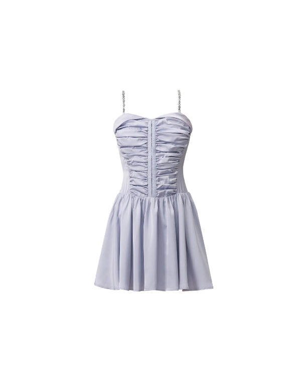 Delicate pleated satin slip dress