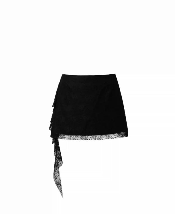 Rose Black Lace Off-shoulder Short Top Skirt