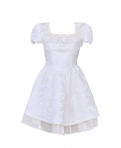 Puff Sleeve Jacquard Birthday Date Princess Dress