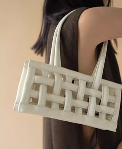 Creamy White Niche Braided Underarm Leather Bag