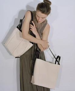 Raw Edge Cowhide Canvas Crossbody Tote Bag