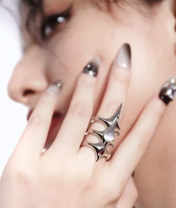 Triple Stacked Spike Ring