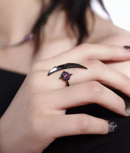 Cold style punk star moon adjustable open ring