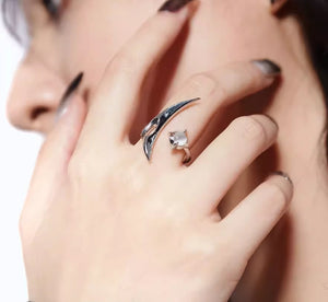 Cold style punk star moon adjustable open ring