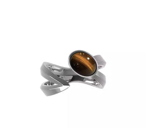 Tiger eye cold style high-end hollow open ring